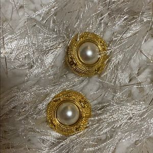 Chanel Clip on Earrings in Gold and Pearl